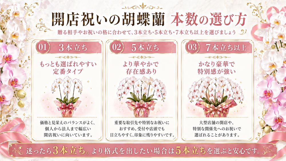 開店祝いの胡蝶蘭の本数の選び方