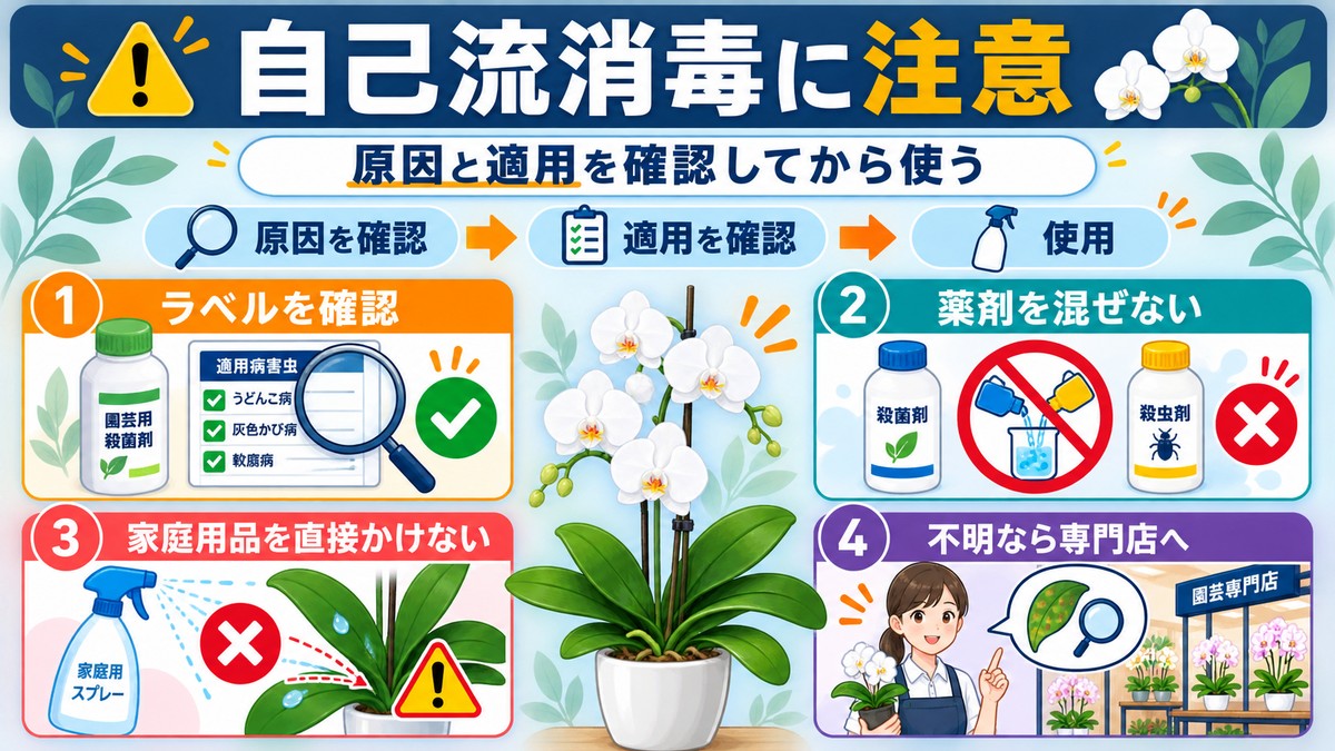 胡蝶蘭へ薬剤や家庭用漂白剤を使う際の注意事項