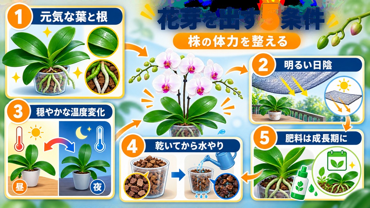 胡蝶蘭の花芽を出しやすくする5つの栽培条件