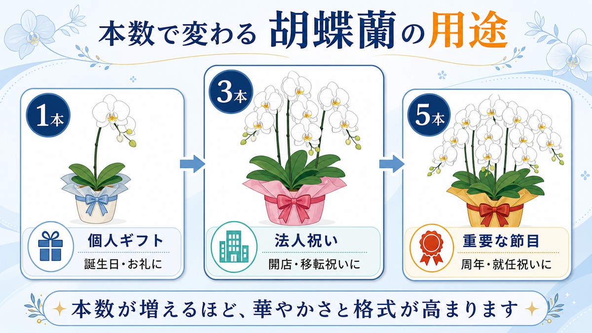 ブルージーン胡蝶蘭の本数別の選び方