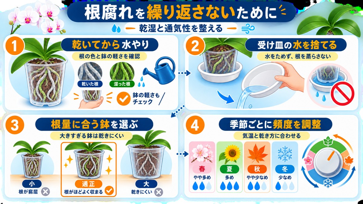 胡蝶蘭の根腐れを予防する水やりと置き場所のチェックリスト