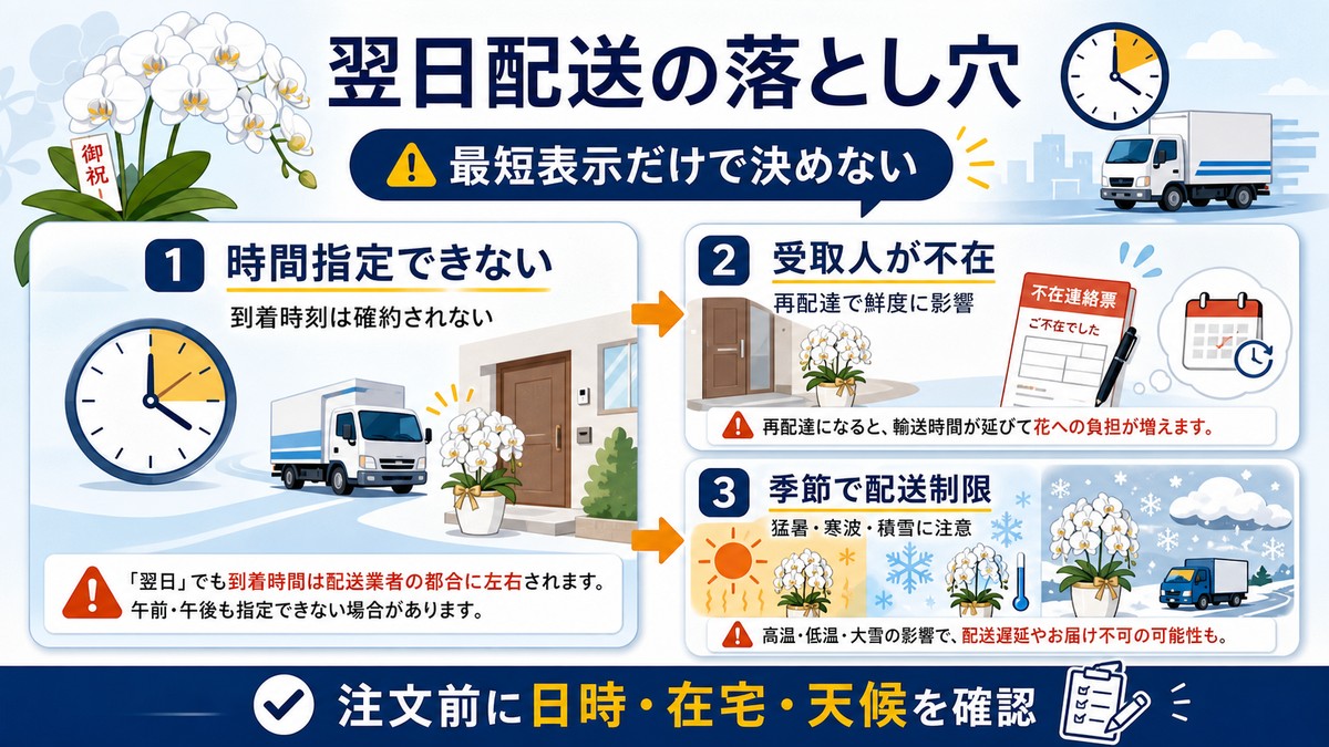 胡蝶蘭の翌日配送で注意するポイント
