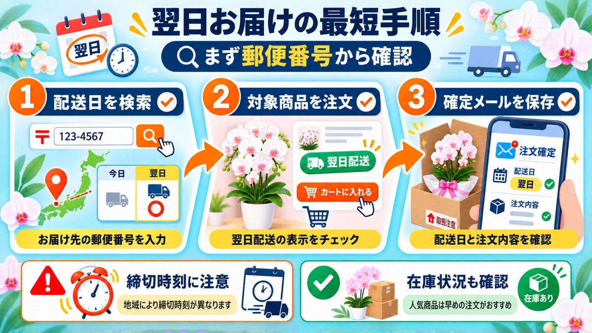 胡蝶蘭を翌日に届ける注文手順のまとめ