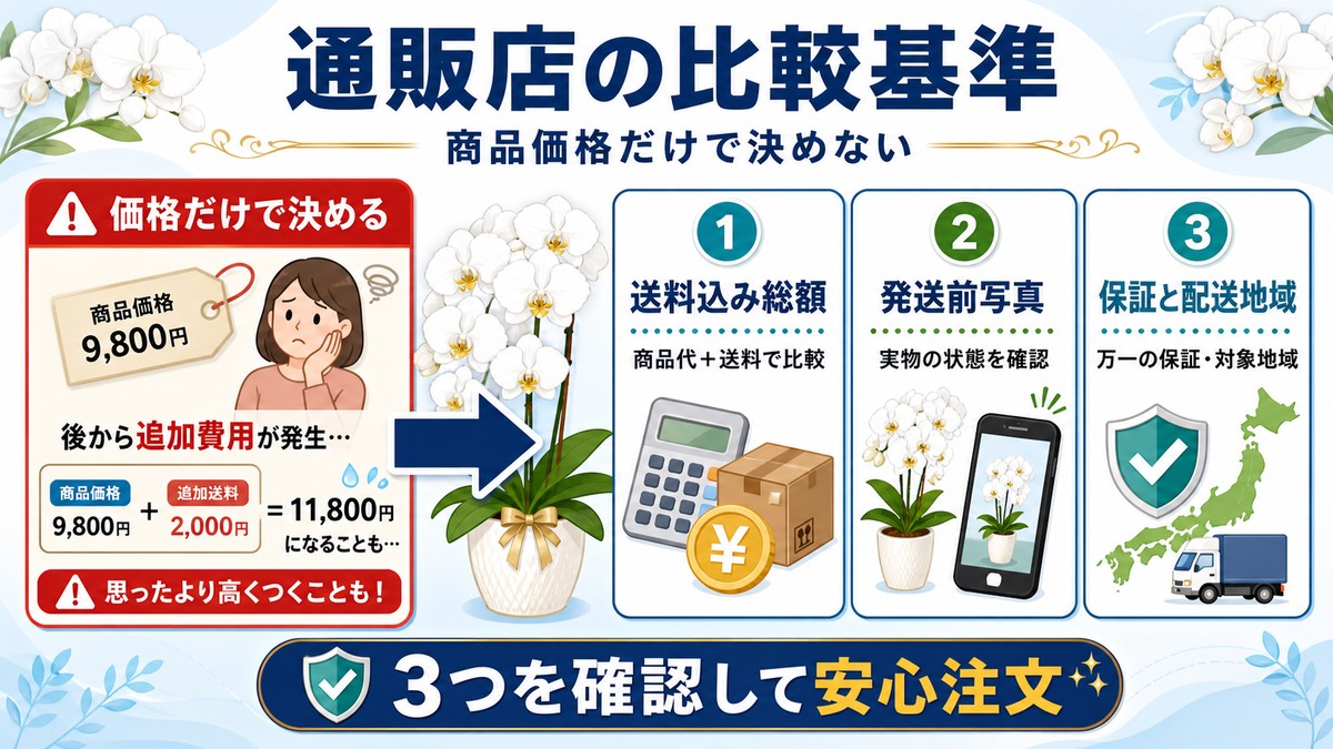 胡蝶蘭通販を総額とサービスで比較するチェックカード